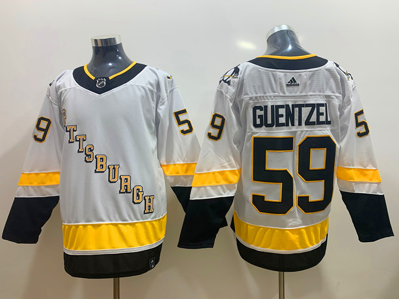 Men's Pittsburgh Penguins Jake Guentzel #59 White Jersey